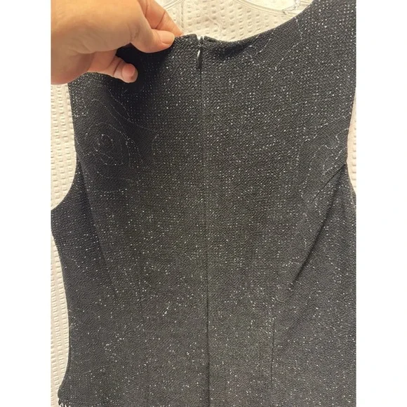 Vintage Teddi Evening Black Sparkle Dress Sleeveless Peplum Cocktail 48.5 " 8 Pe - Picture 12 of 13